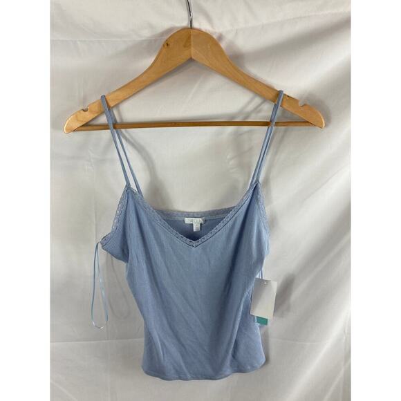 NWT Abound Lace Trim Ribbed Cami Medium Blue - Picture 2 of 2